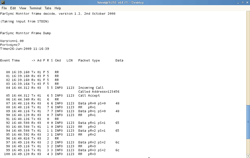 FsMon X.25 traffic Linux3