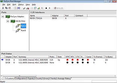 Port Manager Configuration of a FarSync X.25 T2U